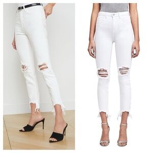 L'Agence / High Line Distressed Skinny Jeans Blanc destroyed wash white 31